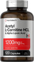 Horbaeach Acetyl L Carnitine HCL & Alpha Lipoic Acid 1200mg | 120 Capsules | ALC ALA Complex | Non-GMO & Gluten Free Supplement...