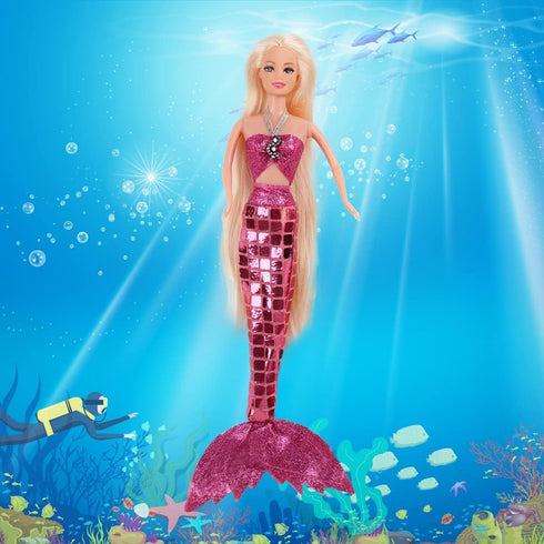 Princess Mermaid Dolls Playset, 12" Fashion Dress Doll with 4" Little Mermaid Seahorse Figurine and Accessories,Mermaid Toys Gifts for Girls Aged ...