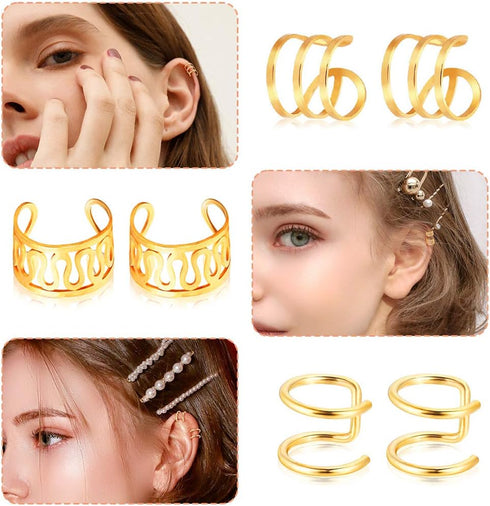 18 Pairs Ear Cuff, Roctee 6 Styles Cartilage Clip On Earrings Set Stainless Steel Ear Clip Fake Cartilage Earring Non Piercing Helix Cartilage Ear...
