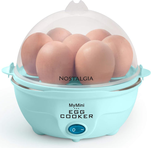 Nostalgia Retro Electric Large Hard-Boiled Egg Cooker, 7 Capacity, Poached, Scrambled, Omelets, Whites, Sandwiches, for Keto & Low-Carb Diets, Aqu...