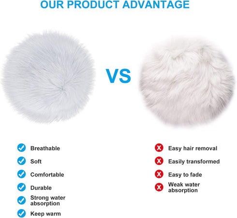 Molain Faux Fur Chair Pad 12 inch Round Cover Seat Cushion Pad Carpet Mat Soft Fluffy Area Rug for Seat Pad Couch Pad,Photographing Background of ...