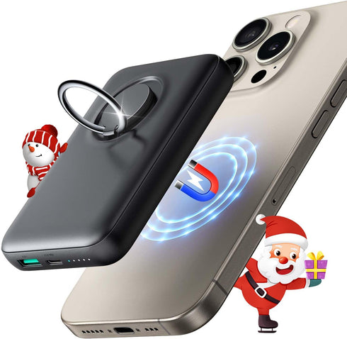 JOYROOM Magnetic Portable Charger 10000mAh Power Bank with Ring Holder, N52 Stronger Magnetic 20W PD Fast Charging Battery Pack Compatible with iP...