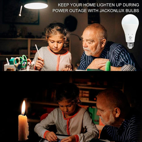 JackonLux Rechargeable Emergency LED Bulb Multi-Function Battery Backup Light for Power Outage Camping Outdoor Activity Hurricane 9W 800LM 60W Equ...