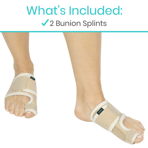 Vive Bunion Brace (Pair) - Big Toe Corrector Straightener with Splint - Hallux Valgus Pad, Joint Pain Relief, Alignment Treatment - Orthopedic Sle...