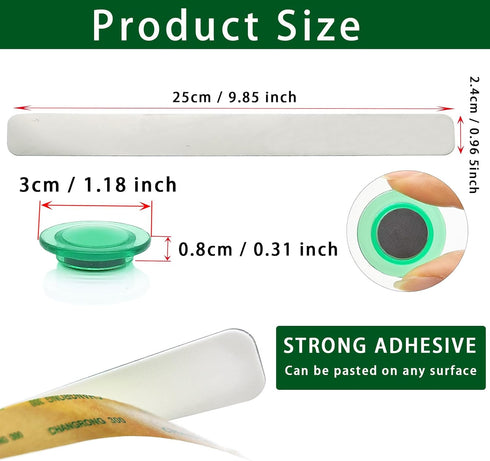 Magnetic Board Frameless Stainless Iron Strips, Magnetic Strips with Adhesive Backing Magnet Board Magnetic Bulletin Bar Board Memo Board with 7 P...