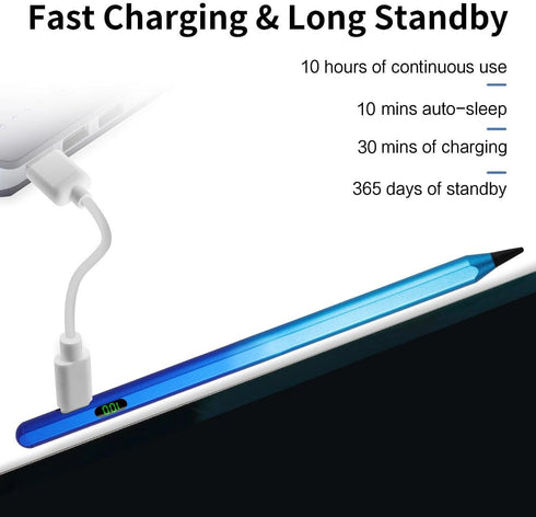 Stylus Pencil for iPad Pro 2024 13/12.9/11 inch M4, with Battery Level Display Palm Rejection for iPad Air 11/13 M2 6th/5th/4th/3rd, iPad 10th/9th...