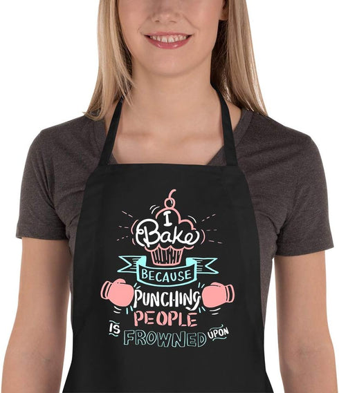 Funny Baking Aprons for Women Men, Cute Baking Gifts for Bakers, Kitchen Cooking Aprons with 2 Pockets - Birthday Housewarming Gifts for Wife Mom ...