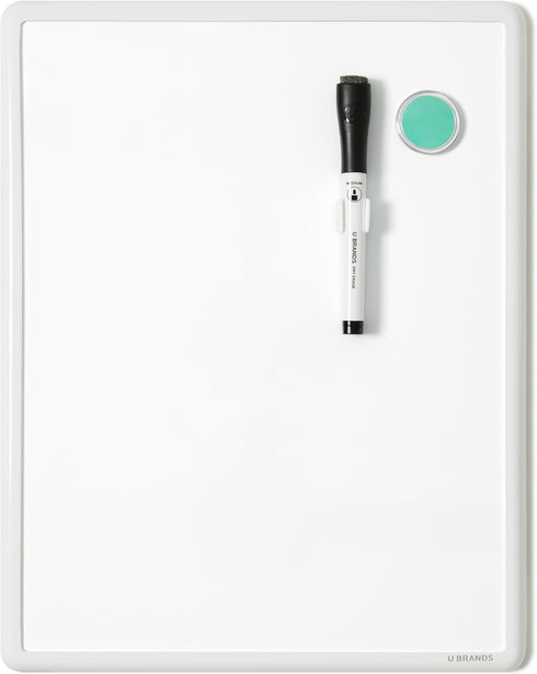 U Brands Contempo Magnetic Dry Erase Board, 11”x14”, White Modern Frame, Includes Magnet and Marker...