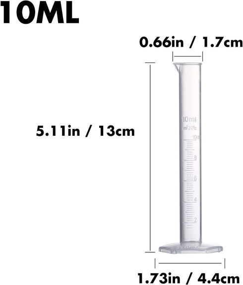 Measuring Cylinder Set, 4 Sizes Graduated Polypropylene Lab Test Tubes in 100 ml, 50 ml, 25 ml, 10 ml for Laboratory, & Science Experiments with 4...