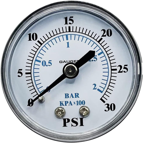 Poolzilla Back Mount Pressure Gauge | ¼” NPT Thread | Measures from 0-30PSI/0-200 KBA...