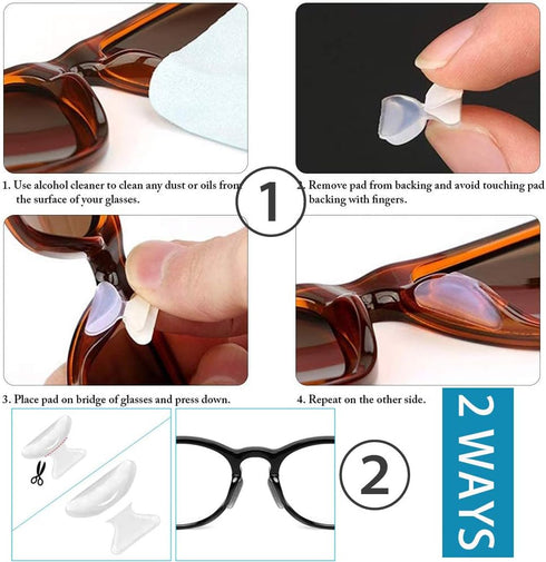 Anti-Slip Nose Pads Silicone Butterfly Shape - 13 Pairs Soft Non-Slip Adhesive Nose Pads for Reading Glasses Sunglasses Spectacles - Super Sticky ...