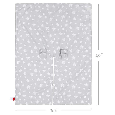 Baby Carseat Canopy, Opening Minky Car Seat Cover for Babies, Star Print Grey Car Seat Canopy Nursing Scarf, Warm Carseat Canopy for Newborn...