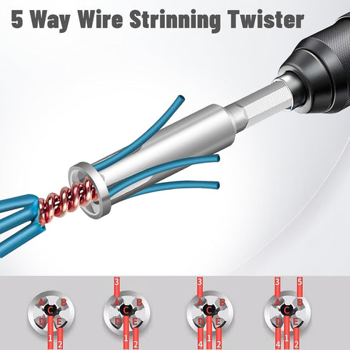 4 Pcs Wire Twister Tool for Drill, Wire Nut Twister Wire Stripper Tool Connector Driver with 1/4" Chuck Cable Quick Stripping Electricians Tools...