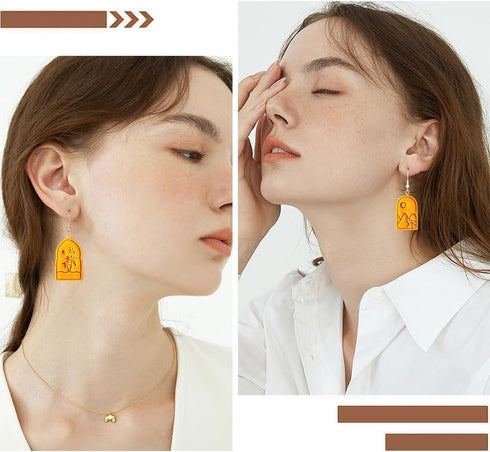 CRASPIRE 6 Shapes Boho Landscape Polymer Clay Cutters Basic Clay Cutter for Polymer Kit Vintage Sun Mountain View Earring Pattern Jewelry Making D...
