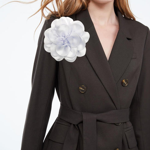 Dainty Fabric Rose Flower Large Brooch Lapel Pins,Delicate Elegant Silk Camellia Flower Oversized Brooch Pin for Women,Camellias Flower Hair Clip ...