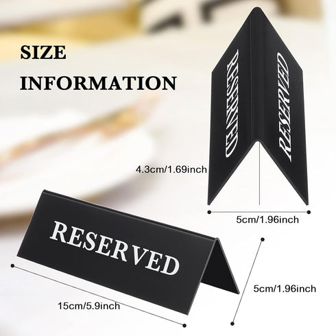 6 Pieces Plastic Reserved Table Sign Table Tent Wedding Guest Reservation Seat Sign for Restaurant Wedding Chairs...