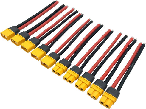 5Pairs XT60H (XT60 Upgrade Plug Male Female Extension Connector Adapter with Sheath Housing with 12AWG 10cm Silicone Wire for RC Lipo Battery FPV ...
