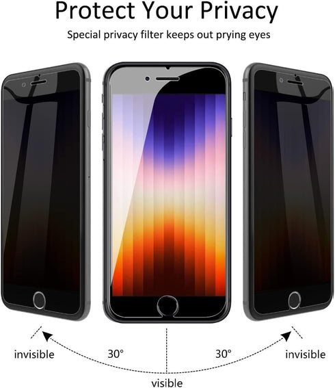 Fotbor Privacy Screen for iPhone SE 2020/2022, iPhone 2nd/3rd Generation Privacy Screen Protector, iPhone SE 2020/2022 Screen Protector Tempered G...