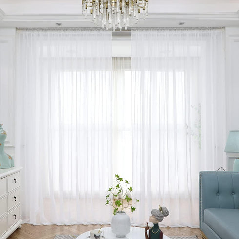 LONGTAI Window Ivory Sheer Curtains 108 Inches Long 2 Panels Sheer Curtain Basic Rod Pocket Panel for Bedroom Children Living Room Yard Kitchen...
