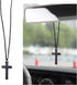 Natural Wooden Cross Pendant Necklaces, Adjustable Handcrafted Wooden Car Rearview Mirror Pendant, Universal Vehicle Rear View Mirror Decoration f...