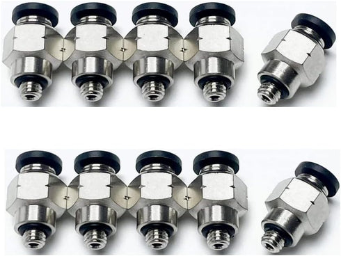 Pneumatic PC1/8-U10 Male Straight Air Hose Connectors 1/8" Tube OD x 10-32 Inch UNF Thread Push to Connect Fittings (Pack of 10)...