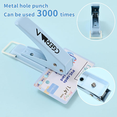 Single Hole Puncher,1/4" Hole Punch,50% Labor Savings, Heavy Duty Hole Puncher, Paper Punch, 15 Sheet Capacity, Metal Hole Puncher for ID Card, Ch...