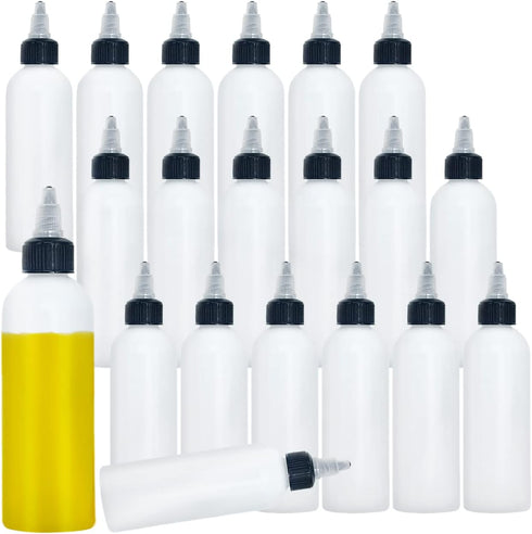 20 Pcs 4 Oz Plastic Squeeze Condiment Bottles with Twist-on Cap Lids,Sauce Bottle with Squeeze Top,Squirt Condiment Bottles for Ketchup,Mustard,Ol...