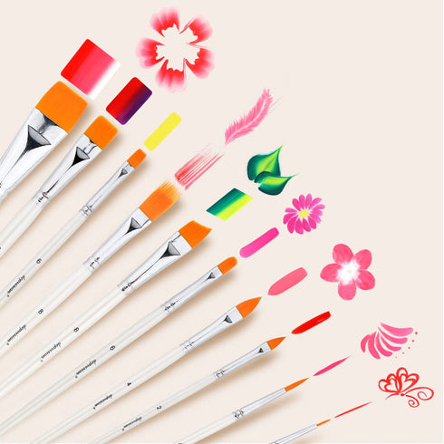 Depvision Face Paint Brush Set, 10pcs Artist Brushes for Body Face Painting, Acrylic Painting Watercolor Oil Gouache...