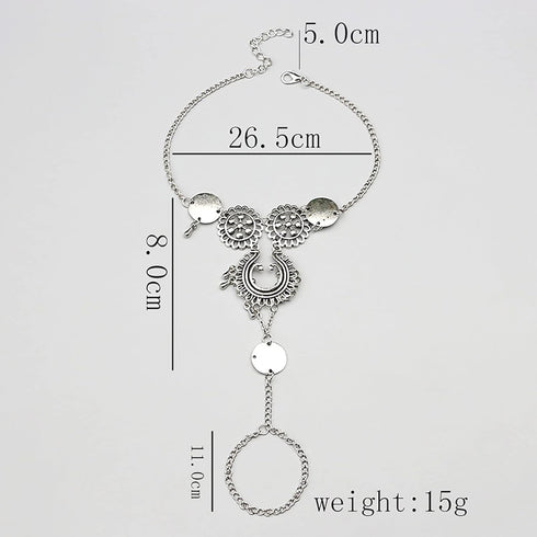 Boho Disc Barefoot Sandals Anklets Bracelet Silver Disc Ankle Bracelet Tribal Tassel Toe Chain Anklet Summer Beach Ankle Chain Foot Jewelry for Wo...