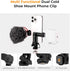 K&F Concept Phone Tripod Mount, Universal Smartphone Adapter with 2 Cold Shoe Mount, Adjustable Cellphone Holder for Horizontal and Vertical Shoot...