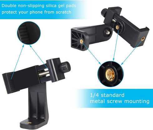 Acuvar Premium Smartphone Holder/Vertical and Horizontal Tripod Mount Adapter Rotatable Bracket with 1/4 inch Screw/Adjustable Clip for iPhone, An...
