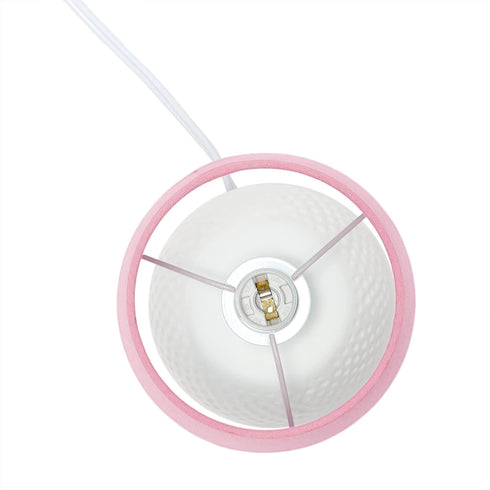 Simple Designs LT2084-PNK Mini Studded Texture White Ceramic Bedside Table Lamp, Pink...