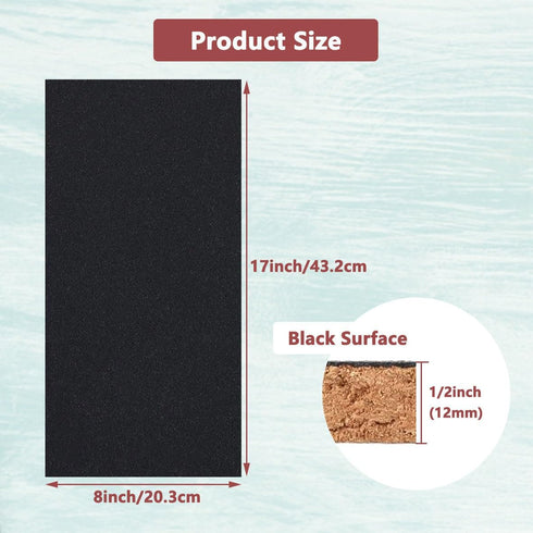Cork Board 17"x 8" Self-Adhesive Black Cork Board, 1/2" Thick Cork Boards, 1 Pack Black Bulletin Board (4320BK-12mm-1p)...