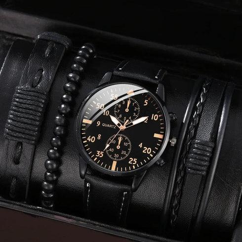 Men Watches Casual Business Chronograph Wristwatch Leather Strap Analog Quartz Watches for Men...