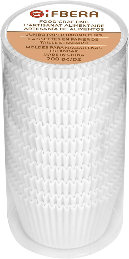 Jumbo White Cupcake Liners Greaseproof Paper 200-Count - Gifbera Odorless Muffin Baking Cups Cupcake Wrappers for Wedding Birthday Celebration Occ...