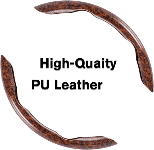Amiss Car Wood Grain Steering Wheel Cover, Car Interior Accessories, 2PCS Segmented Steering Wheel Protector, Universal 99% Car Wheel Cover Protec...