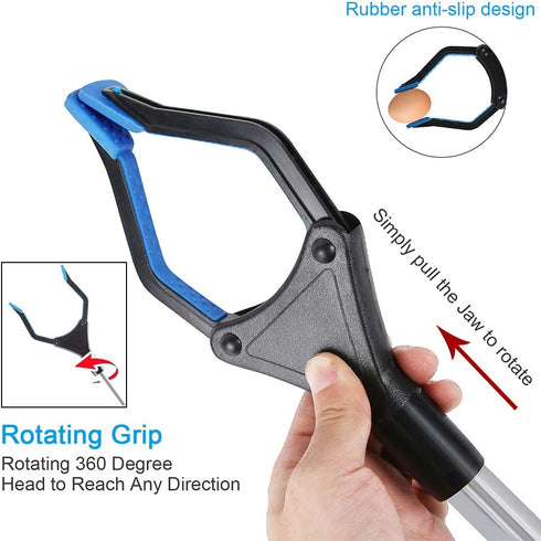 2-Pack Grabber Reacher Tool,32 Inch Extra Long Steel Foldable Pick Up Stick,90°Rotating Anti-Slip Jaw, Trash Claw Grabber Tool, Hand Grabber for R...