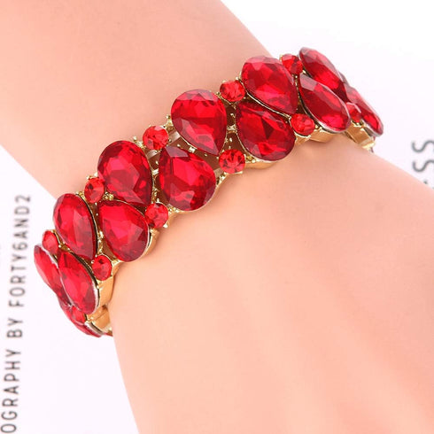 Molie Youfir Bridal Austrian Crystal Teardrop Knot Elastic Stretch Bracelet for Brides Wedding Party...