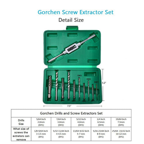 OCGIG 11 PCS Damaged Broken Screw Extractor Drill Bit Bolt Stud Remover Tool Kit Set...