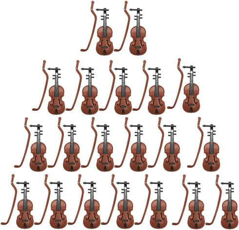 BESTOYARD 20 Sets Miniature Violin Tiny Violin Mini Musical Instrument Miniature Violin Model Dollhouse Furniture Crafts Ornament for Dollhouse Fa...
