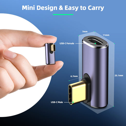 USB C Right Angle Adapter (4 Pack) USB C 90 Degree Adapter with 8K 60Hz Video 40 Gbps Data Transfer PD 100W Compatible for Thunderbolt 3/4, MacBoo...