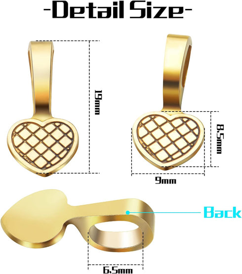 100pcs Alloy Heart Bails Pendants Glue on Heart Shape Bails Jewelry Bails Earring Charms Pendants for DIY Earrings Glass Tiles Jewelry Making Craf...