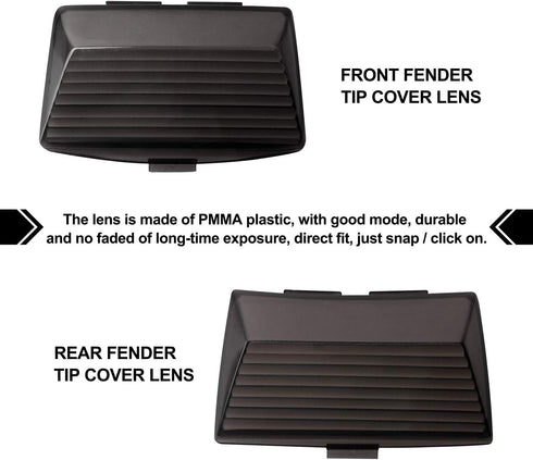 NTHREEAUTO Smoked Fender Tip Light Lenses Cover Mud Guards Lights Compatible with Harley FLHR FLHT FLSTC(Front & Rear)...