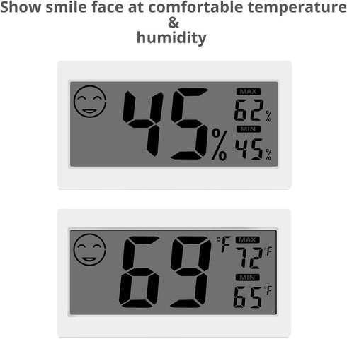 Digital Thermometer Indoor Hygrometer Room Temperature Monitor Humidity Gauge with Big Screen Stand Wall Hanging Magnet Greenhouse House Kitchen C...