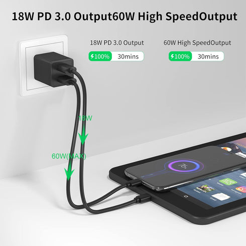 Tablet Charger with 6FT USB Type-C&Micro USB Cable Fit for Kindle E-Reader 2 3 4 5 6 7 8 9 10 11, All-New Fire 6 HD 7 8 10, Fire Max 11-13th Gen,K...