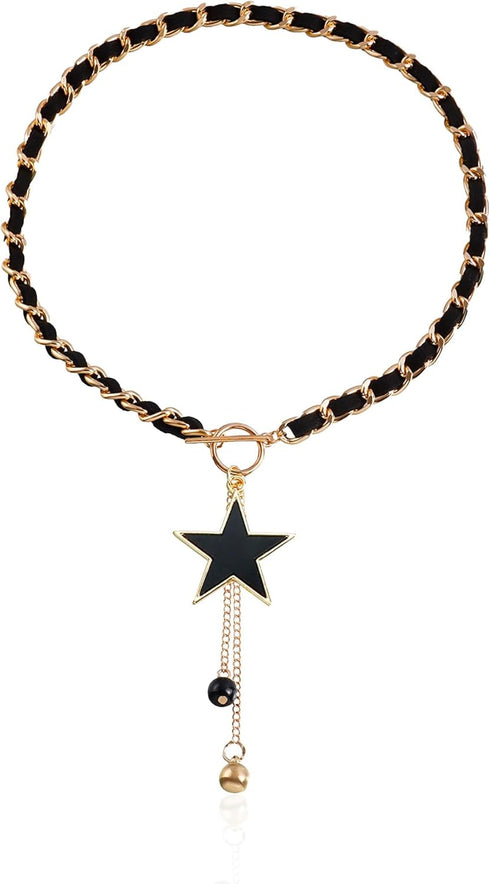 Black Wrap Velvet Choker With Black Heart Star for Women Long Chain Tassels Love Heart Star Necklace Jewelry Gift for Family And Friend...