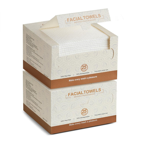 LUXU Clean Face Towels,Disposable Face Towel, Facial Washcloth, Makeup Remover Dry Wipes,25 Ct,2 Pack,Clean Facial Towels for Sensitive Skin,Soft ...