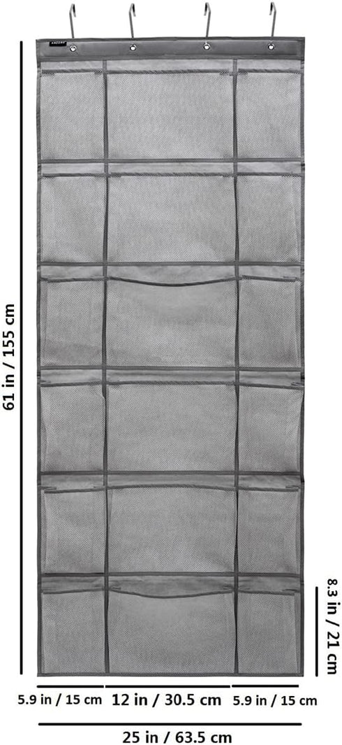 Over The Door Hanging Shoe Rack Organizer 18 Pockets Organizer with 6 Extra Large Mesh Pockets for Shoe Holder Storage (18 Pockets)...