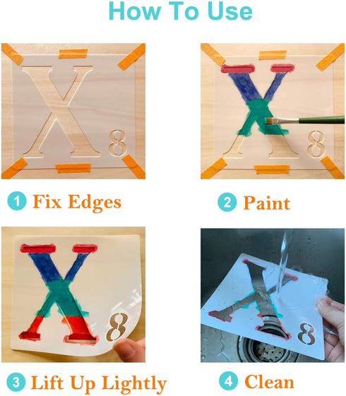 Letter Stencils for Painting On Wood 6 Inch,27pcs Alphabet Number Stencils Templates,Reusable& Flexible for Drawing On Canvas, Paper,Fabric, Floor...