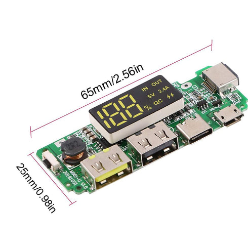 1 pcs 5V 2.4A 186 50 Charging Board Mobile Power Bank Module Dual USB 186 50 Lithium Battery Charger Board Digital LCD Display Protection Module w...